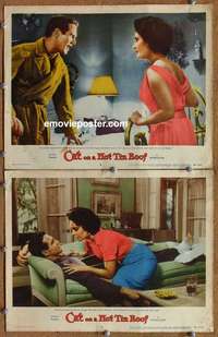 h068 CAT ON A HOT TIN ROOF 2 movie lobby cards '58 Liz Taylor, Newman