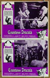 h079 COUNTESS DRACULA 2 movie lobby cards '72 Hammer, Ingrid Pitt