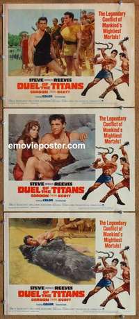 h433 DUEL OF THE TITANS 3 movie lobby cards '63 Hercules vs. Tarzan!