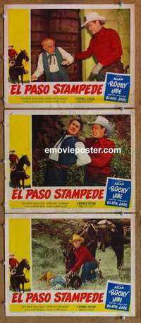 h435 EL PASO STAMPEDE 3 movie lobby cards '53 Rocky Lane & Black Jack!