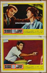 h096 ELMER GANTRY 2 movie lobby cards '60 Burt Lancaster, Jean Simmons