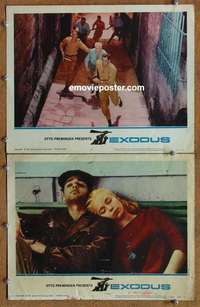 h101 EXODUS 2 movie lobby cards '61 Paul Newman, Sal Mineo, Preminger