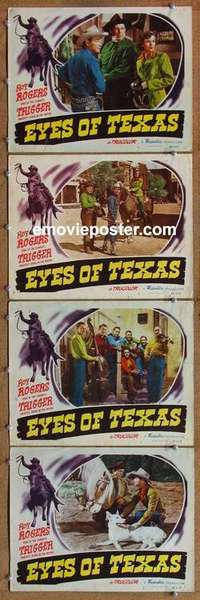 h618 EYES OF TEXAS 4 movie lobby cards '48 Roy Rogers rides Trigger!
