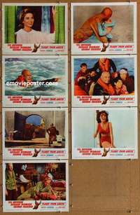 j081 FLIGHT FROM ASHIYA 7 movie lobby cards '64 Yul Brynner, Widmark