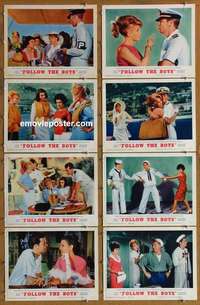 j261 FOLLOW THE BOYS 8 movie lobby cards '63 Connie Francis sings!