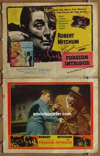 h107 FOREIGN INTRIGUE 2 movie lobby cards '56 Robert Mitchum, Page