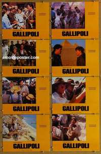 j267 GALLIPOLI 8 Spanish/US movie lobby cards '81 Peter Weir, Mel Gibson