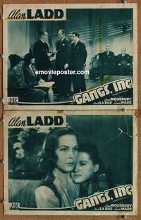 h241 PAPER BULLETS 2 movie lobby cards R1943 Alan Ladd, Gangs Inc!
