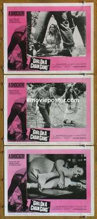 h446 GIRL ON A CHAIN GANG 3 movie lobby cards '66 itching for action!