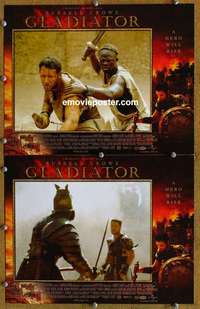 h121 GLADIATOR 2 movie lobby cards '00 Russell Crowe in combat!
