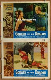 h123 GOLIATH & THE DRAGON 2 movie lobby cards '60 Mark Forest