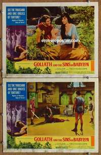 h124 GOLIATH & THE SINS OF BABYLON 2 movie lobby cards '64 AIP