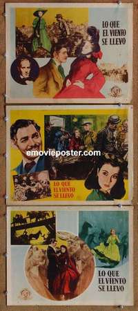 h448 GONE WITH THE WIND 3 Spanish/US movie lobby cards R47 Gable, Leigh
