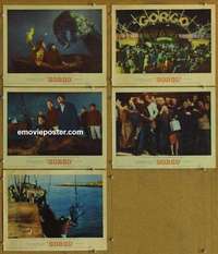 h785 GORGO 5 movie lobby cards '61 Bill Travers, Sylvester, horror!