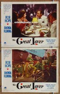 h126 GREAT LOVER 2 movie lobby cards '49 Bob Hope, Rhonda Fleming