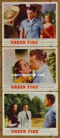h450 GREEN FIRE 3 movie lobby cards '54 Grace Kelly, Stewart Granger