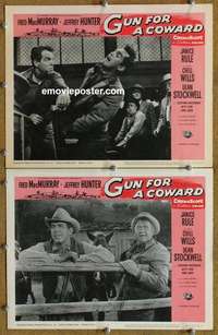 h128 GUN FOR A COWARD 2 movie lobby cards R64 MacMurray, Hunter