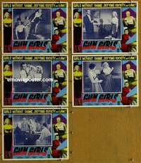 h919 GUN GIRLS 6 movie lobby cards '56 gang girls on the loose!