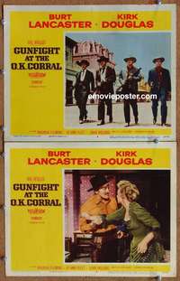 h129 GUNFIGHT AT THE OK CORRAL 2 movie lobby cards '57 at shoot-out!
