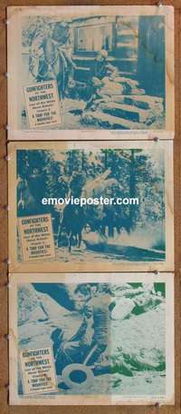 h452 GUNFIGHTERS OF THE NORTHWEST 3 Chap 1 movie lobby cards '54 serial!