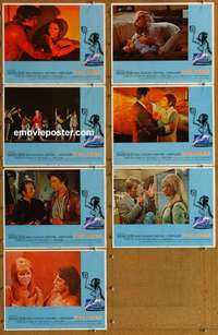 j098 HAND 7 movie lobby cards '70 Nathalie Delon, French mystery!