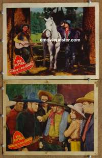h137 HEADIN' FOR THE RIO GRANDE 2 movie lobby cards '36 Tex Ritter
