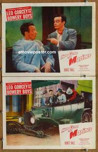 h139 HERE COME THE MARINES 2 movie lobby cards '52 Leo Gorcey