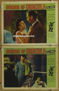 h144 HORROR OF DRACULA 2 movie lobby cards '58 Hammer vampires!