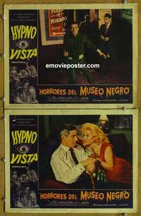 h146 HORRORS OF THE BLACK MUSEUM 2 Spanish/US movie lobby cards '59 AIP