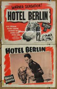h148 HOTEL BERLIN 2 movie lobby cards '45 Helmut Dantine, Andrea King