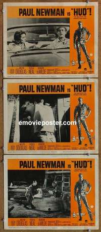 h460 HUD 3 movie lobby cards '63 Paul Newman, Martin Ritt classic!