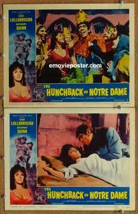 h153 HUNCHBACK OF NOTRE DAME 2 movie lobby cards '57 Anthony Quinn