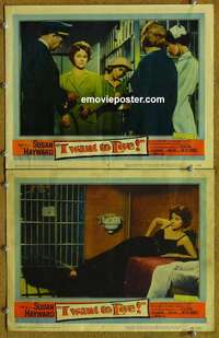 h155 I WANT TO LIVE 2 movie lobby cards '58 S. Hayward, Barbara Graham