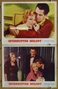 h161 INTERRUPTED MELODY 2 movie lobby cards '55 Glenn Ford, Parker