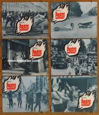 h933 IS PARIS BURNING 6 movie lobby cards '66 WWII all-star cast!