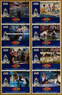 j290 JAWS 3-D 8 movie lobby cards '83 Great White Shark horror!