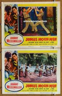 h176 JUNGLE MOON MEN 2 movie lobby cards '55 Weissmuller as Jungle Jim!