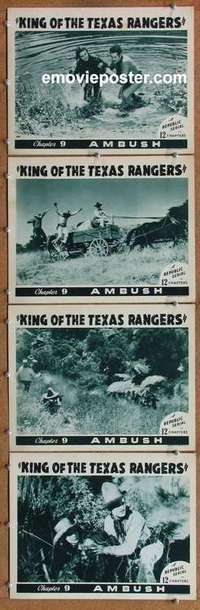 h644 KING OF THE TEXAS RANGERS 4 Chap 9 movie lobby cards '41 serial