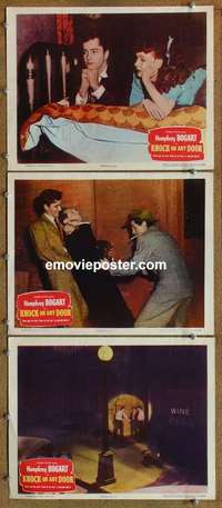 h471 KNOCK ON ANY DOOR 3 movie lobby cards '49 John Derek, Nicholas Ray