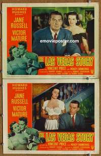 h189 LAS VEGAS STORY 2 movie lobby cards '52 Jane Russell, Carmichael