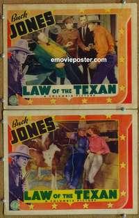 h190 LAW OF THE TEXAN 2 movie lobby cards '38 Buck Jones, Dorothy Fay
