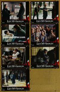 j121 LES MISERABLES 7 movie lobby cards '98 Liam Neeson, Uma Thurman