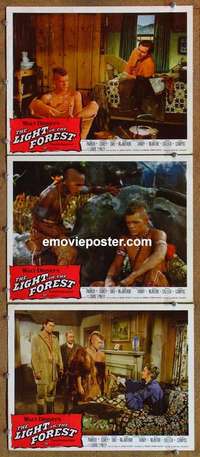 h477 LIGHT IN THE FOREST 3 movie lobby cards '58 Disney, Fess Parker