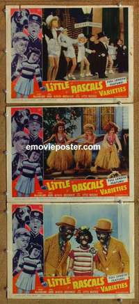 h479 LITTLE RASCALS VARIETIES 3 movie lobby cards '59 kids in blackface!