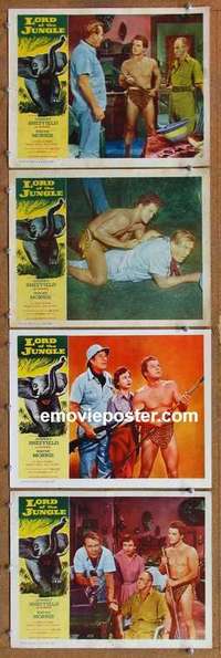 h650 LORD OF THE JUNGLE 4 movie lobby cards '55 Bomba the Jungle Boy!