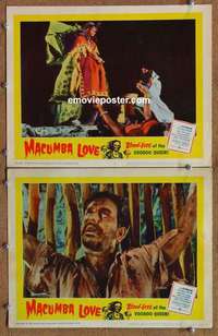 h209 MACUMBA LOVE 2 movie lobby cards '60 wild voodoo horror!