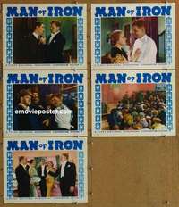 h813 MAN OF IRON 5 movie lobby cards '35 Barton MacLane, Astor