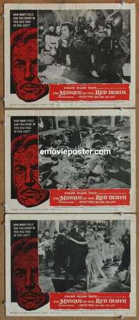 h491 MASQUE OF THE RED DEATH 3 movie lobby cards '64 Vincent Price
