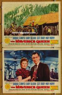 h215 MAVERICK QUEEN 2 movie lobby cards '56 Barbara Stanwyck, Sullivan