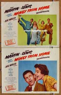 h217 MONEY FROM HOME 2 movie lobby cards '54 3-D Martin & Lewis!
